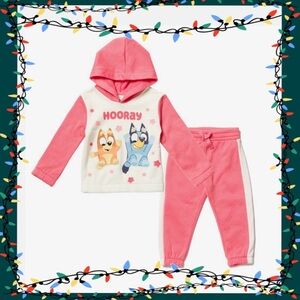🎄Bluey | Hoodie & Jogger Set | 4T | Pink & White Athletic | Holiday Drop🎄